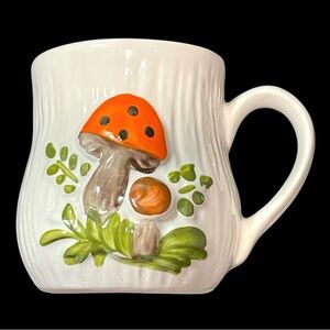 Vintage 1960s Magic Mushrooms Ceramic Mug by Laurentian Pottery Quebec